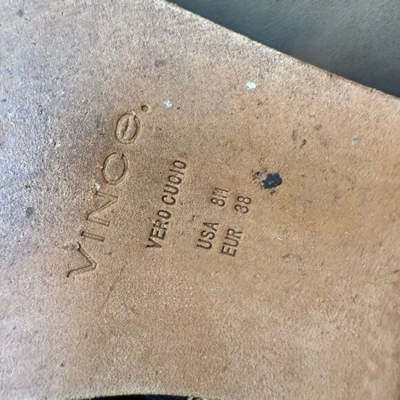 Vince Padmore black leather slide sandals woven raffia slip on size 8 - Picture 7 of 7